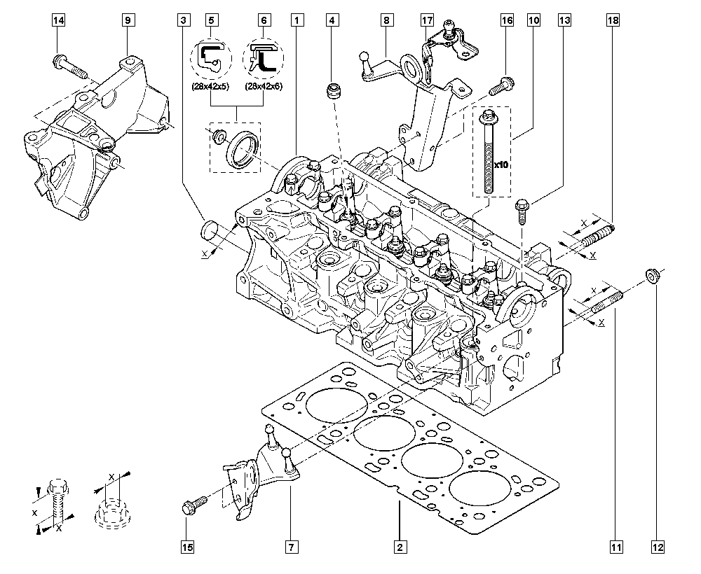 Cylinder head - valve rocker cover
